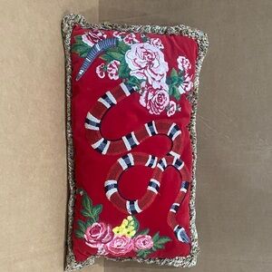 Gucci Blue and Red Chevron Pillow 19”x12”